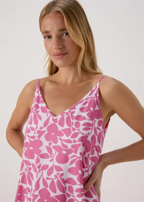 Pink Floral Cami Midi Viscose Dress - 8 Image 3