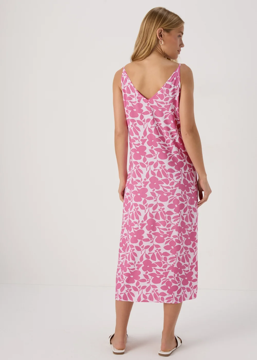 Pink Floral Cami Midi Viscose Dress - 8 Image 2