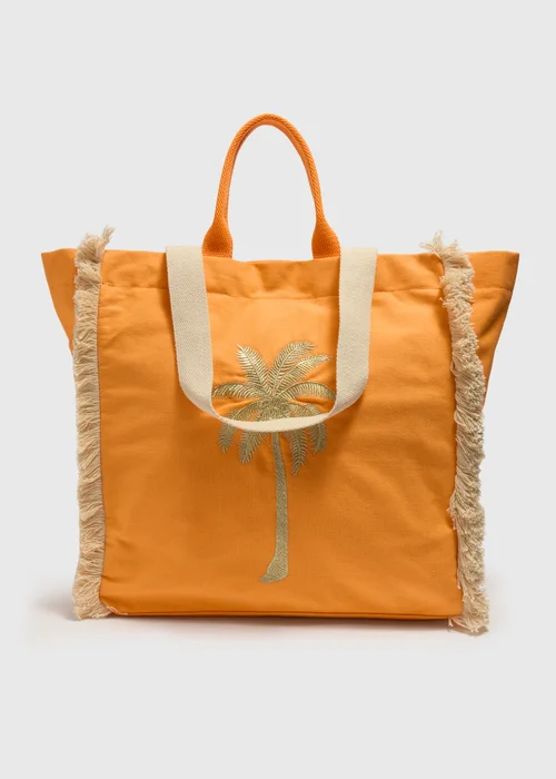 Orange Palm Tree Beach Bag - One Size Image 3
