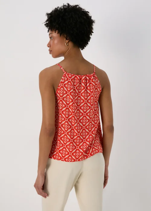Red Tile Print High Apex Viscose Top - 8 Image 2