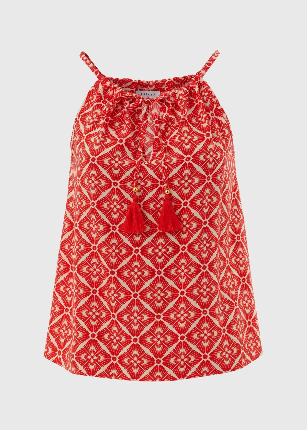 Red Tile Print High Apex Viscose Top - 8 Image 5
