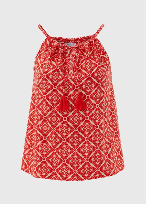 Red Tile Print High Apex Viscose Top - 8 Image 5