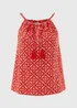 Red Tile Print High Apex Viscose Top - 8 Image 5