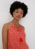 Red Tile Print High Apex Viscose Top - 8 Image 3