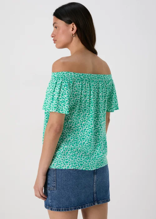 Turquoise Abstract Print Viscose Bardot Top - 8 Image 2