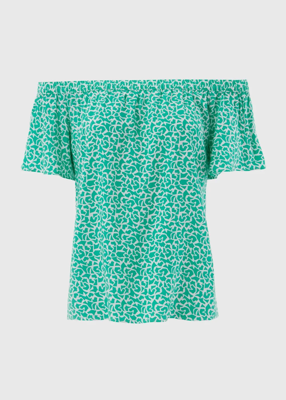 Turquoise Abstract Print Viscose Bardot Top - 8 Image 5