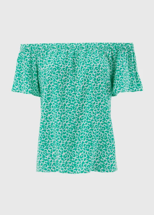 Turquoise Abstract Print Viscose Bardot Top - 8 Image 5