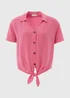 Pink Solid Tie Front Airflow Shirt - Size 8 Image 5