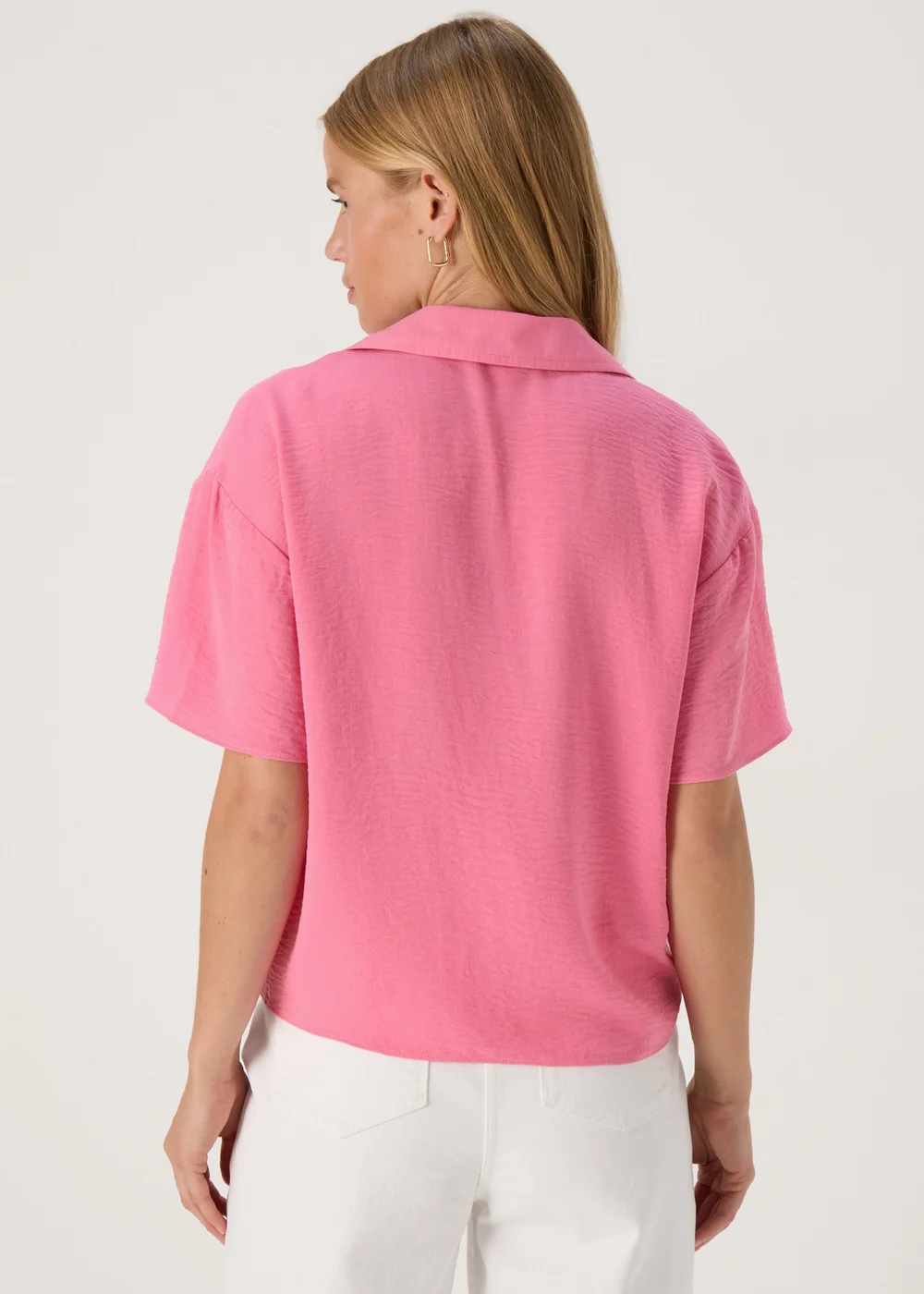 Pink Solid Tie Front Airflow Shirt - Size 8 Image 2