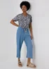 Navy & Blue Ditsy Tie Front Viscose Top - 8 Image 4