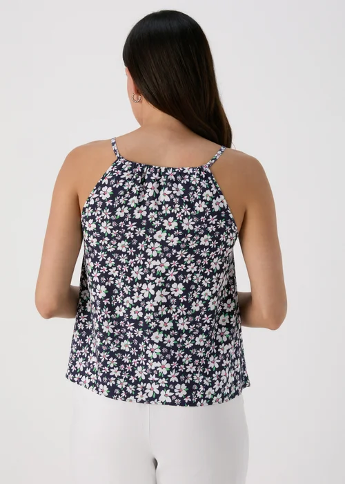 Navy & Blue Ditsy High Apex Viscose Cami Top - 8 Image 2