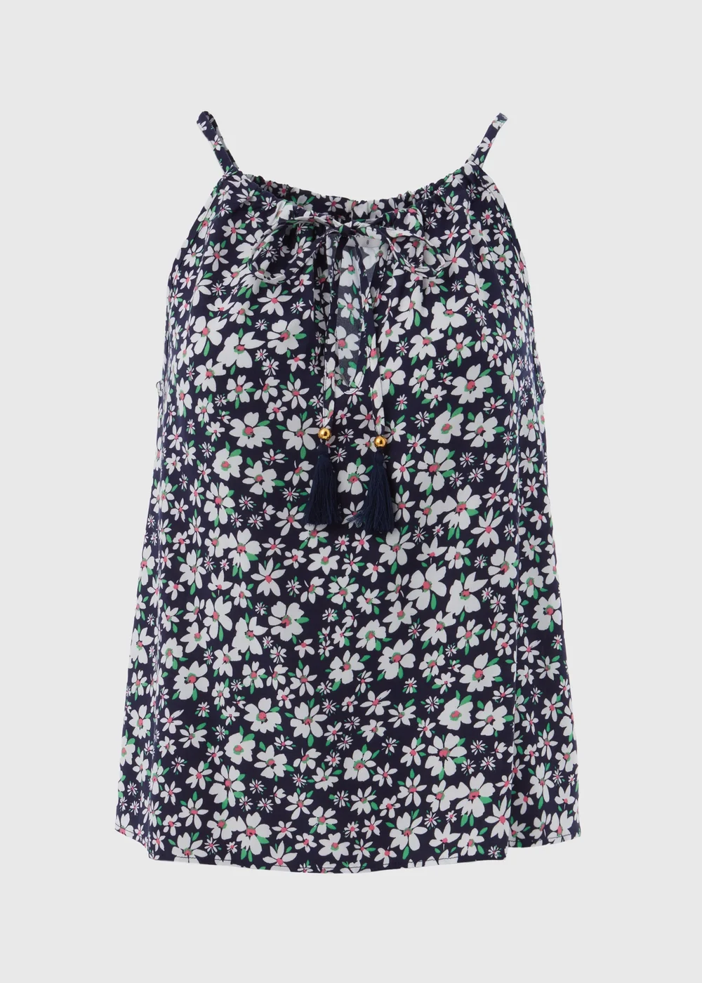 Navy & Blue Ditsy High Apex Viscose Cami Top - 8 Image 5