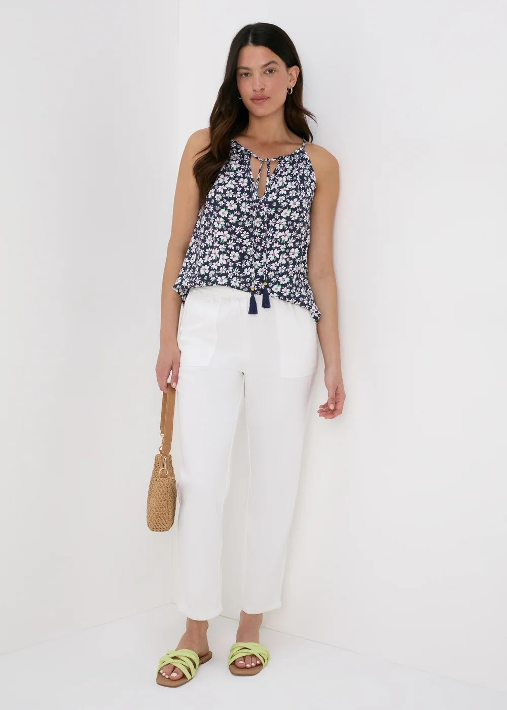 Navy & Blue Ditsy High Apex Viscose Cami Top - 8 Image 4