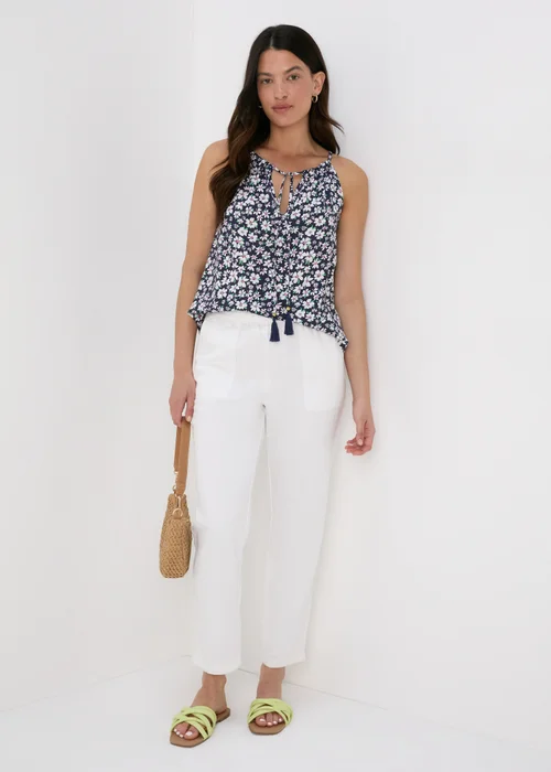 Navy & Blue Ditsy High Apex Viscose Cami Top - 8 Image 4