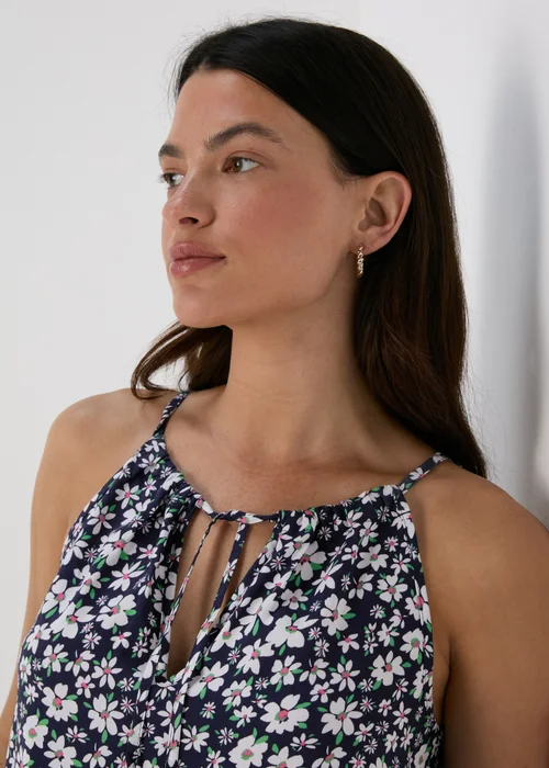 Navy & Blue Ditsy High Apex Viscose Cami Top - 8 Image 3