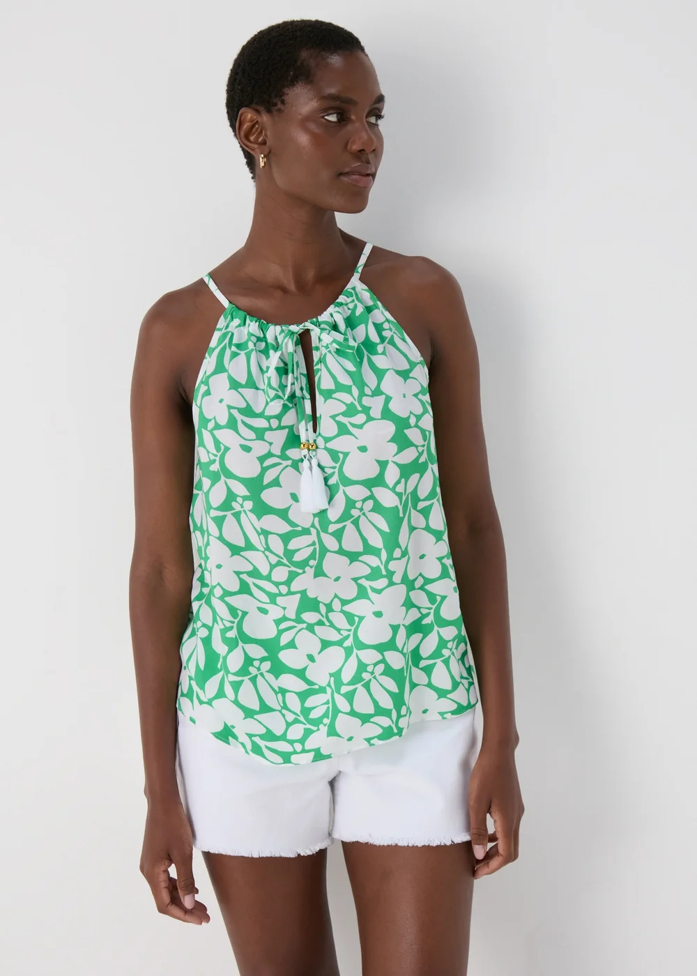 Green Leaf Print Cami Top - Size 8 Image 1