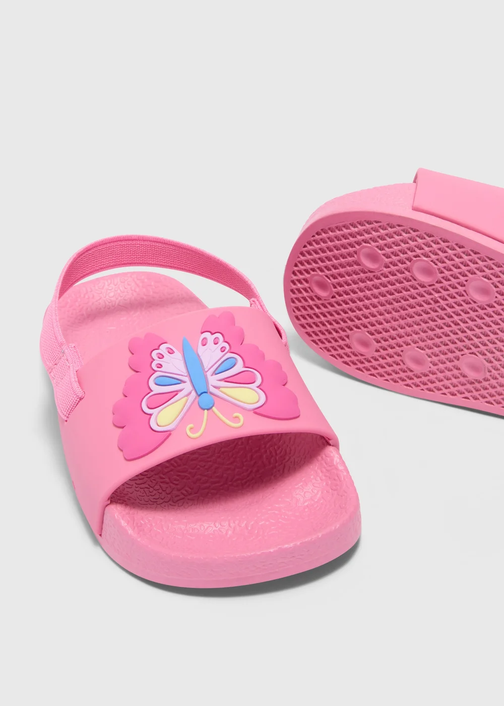 Girls Pink Butterfly Back Sliders (Younger 4-12) - Size 4 Infants Image 2