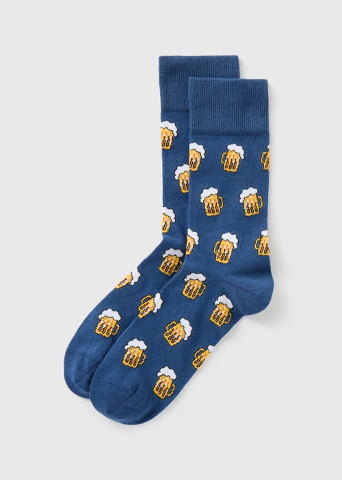 Blue Beer Socks - Sizes 6 - 8.5 Image 1
