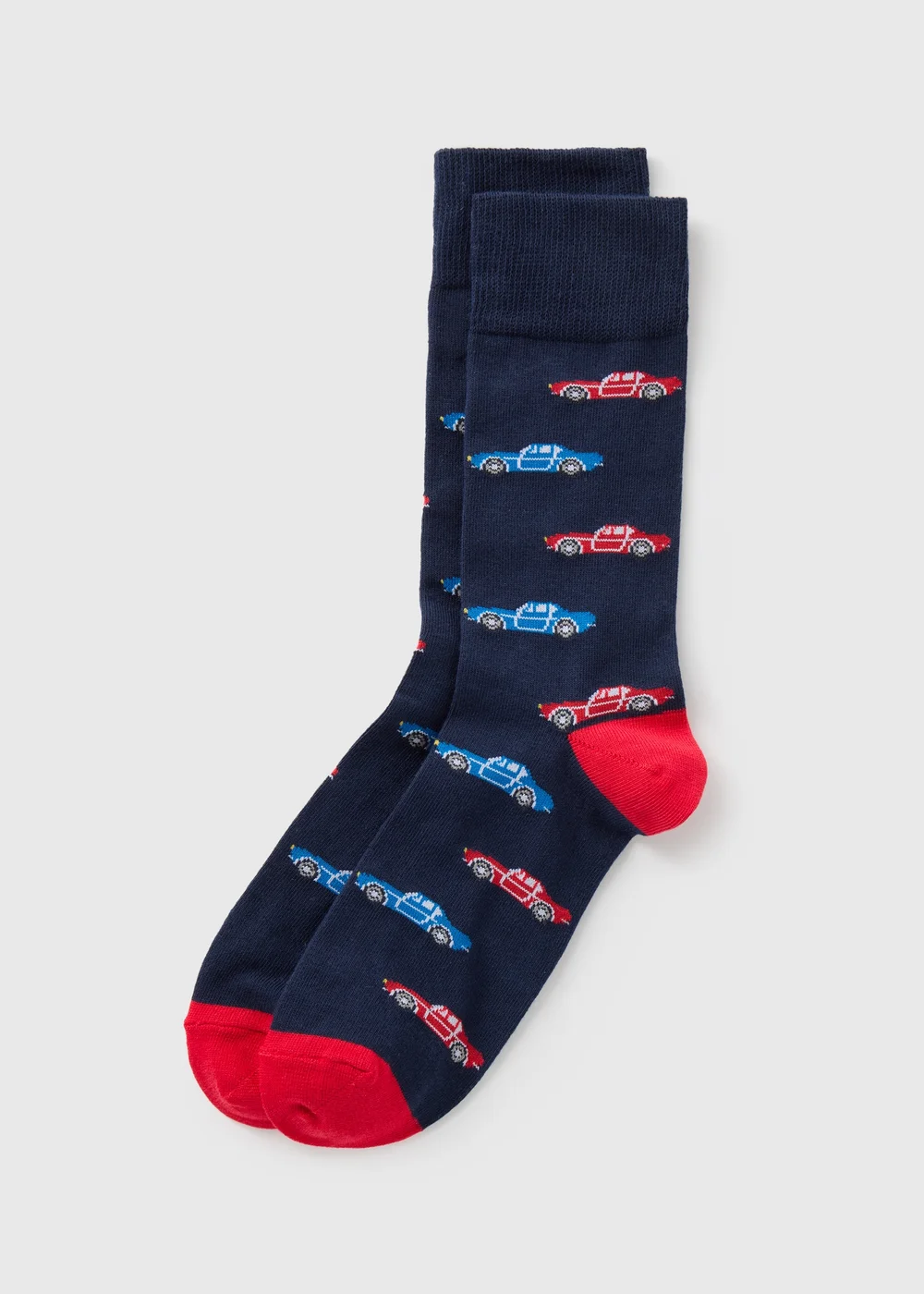 Navy Car Print Socks - Sizes 6 - 8.5 Image 1