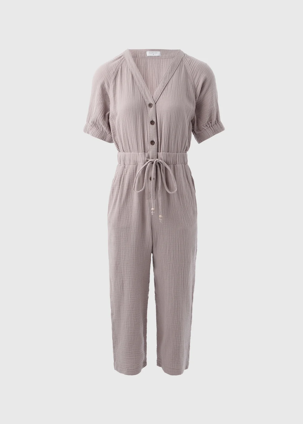 Taupe Double Cloth Jumpsuit - 8 Image 5