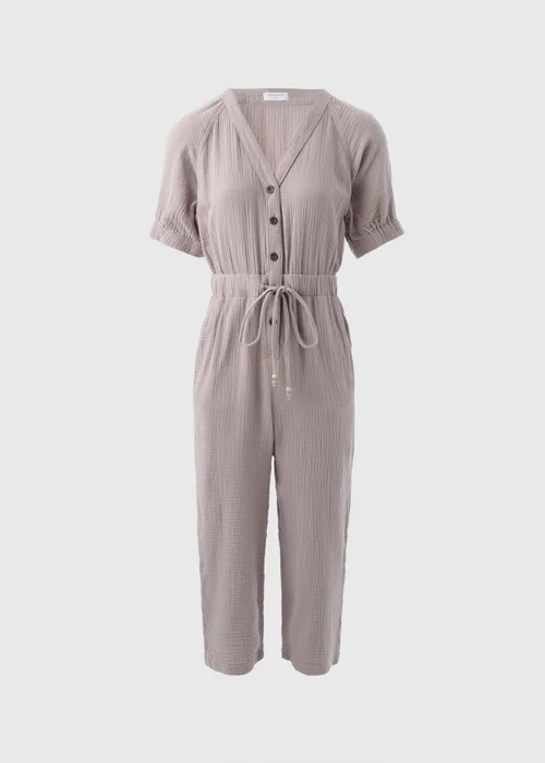 Taupe Double Cloth Jumpsuit - 8 Image 5