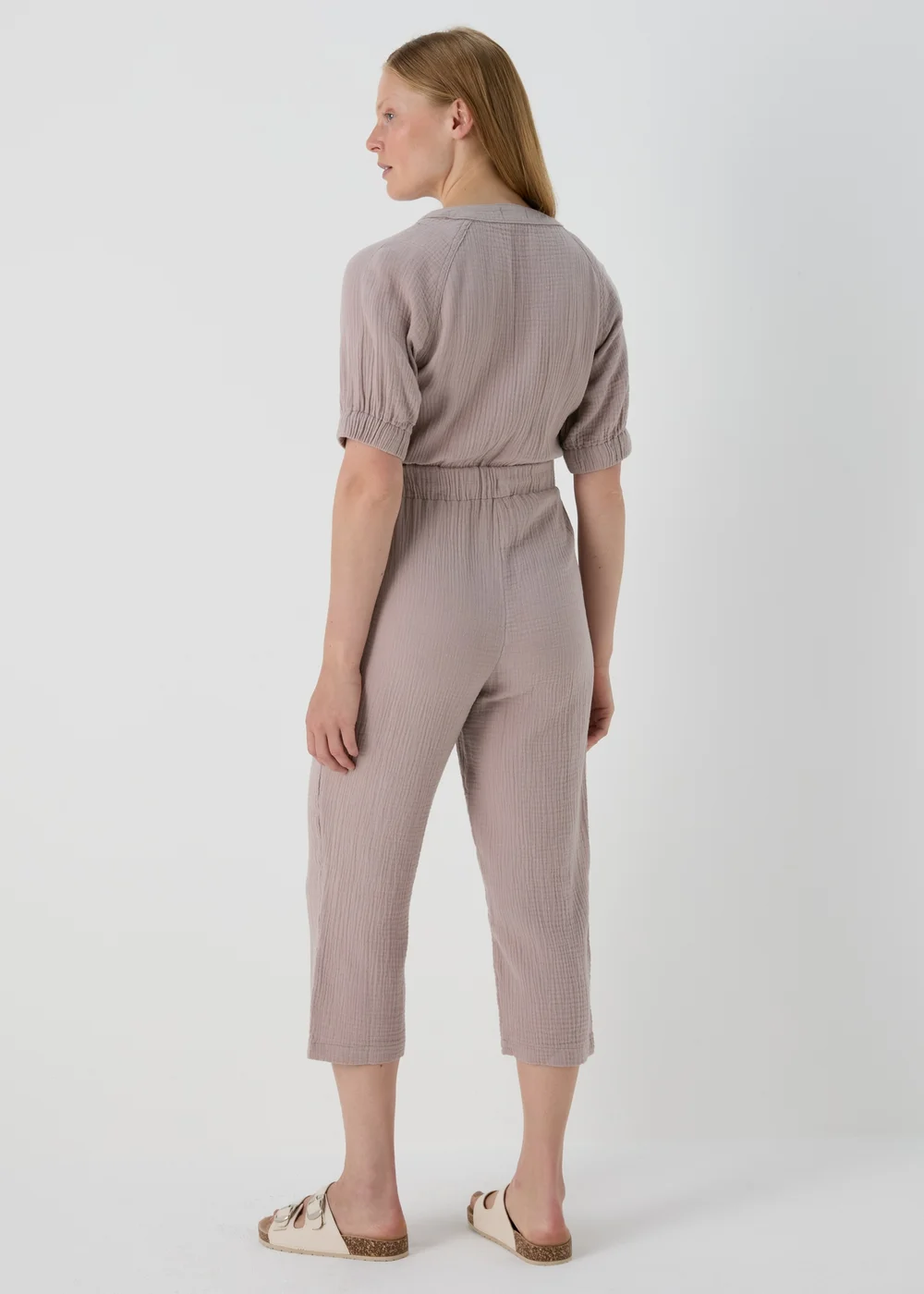 Taupe Double Cloth Jumpsuit - 8 Image 2