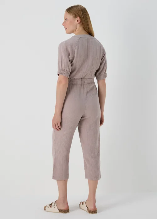 Taupe Double Cloth Jumpsuit - 8 Image 2