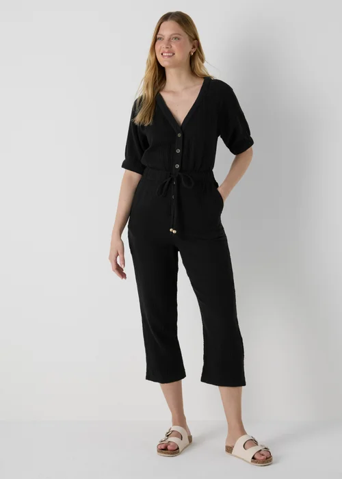 Black Double Cloth Jumpsuit - 8 Image 1