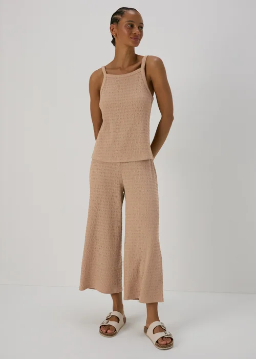 Beige Neutral Textured Co Ord Trousers - 8 Image 1