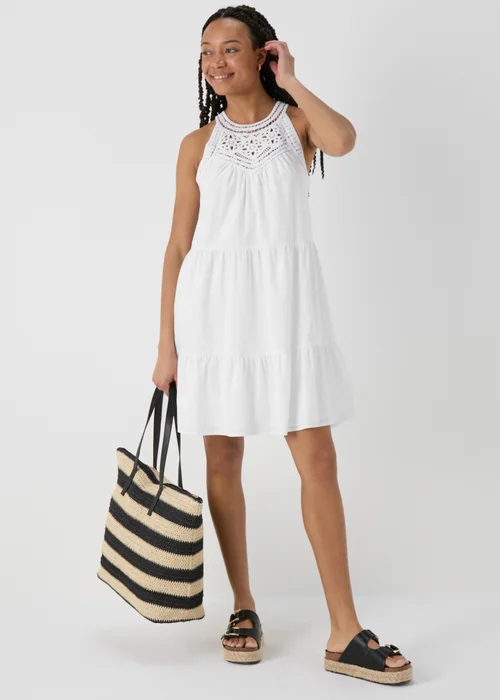 White Crochet Mini Dress - 8 Image 1