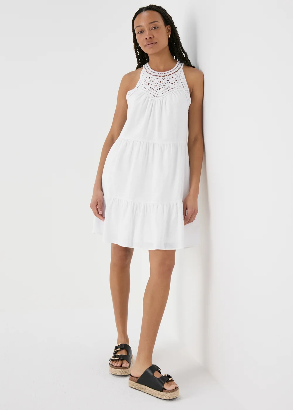 White Crochet Mini Dress - 8 Image 4