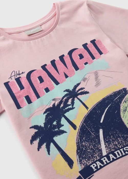 Girls Pink Hawaii T-Shirt (7-13yrs) - 7 Yrs Image 2