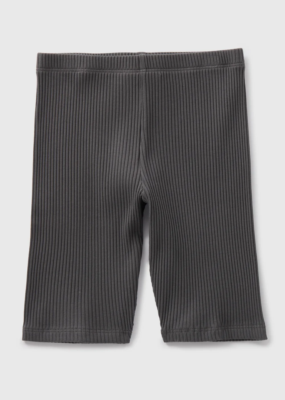 Girls Dark Grey Ribbed Cycling Shorts (7-13yrs) - 8 Yrs Image 1