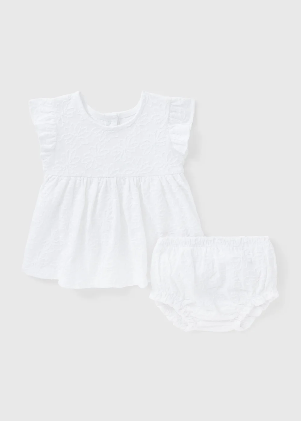 Baby White Embroidered Jersey Dress & Knickers Set (Newborn-23mths) - 0-3 months Image 1