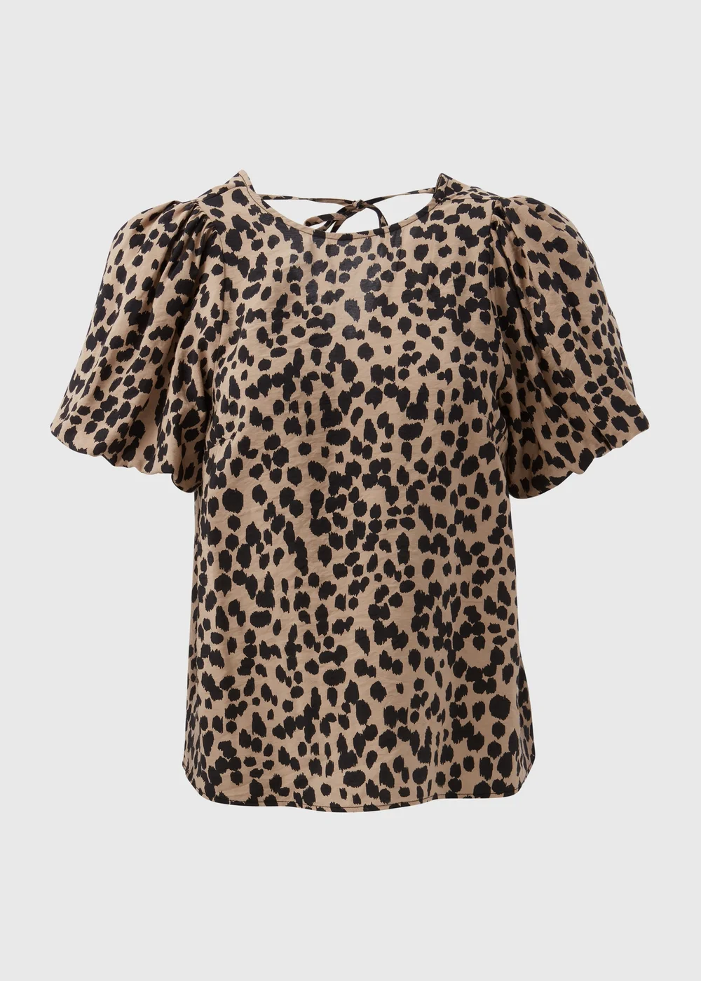 Et Vous Beige Animal Print Puff Sleeve Blouse - Size 8 Image 5
