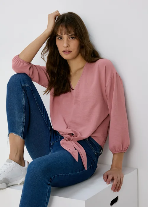 Pink V Neck Blouse - Size 8 Image 1