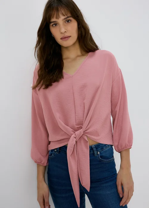 Pink V Neck Blouse - Size 8 Image 3