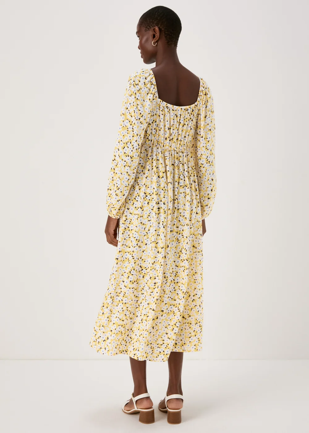 Yellow Floral Midi Dress - 8 Image 3