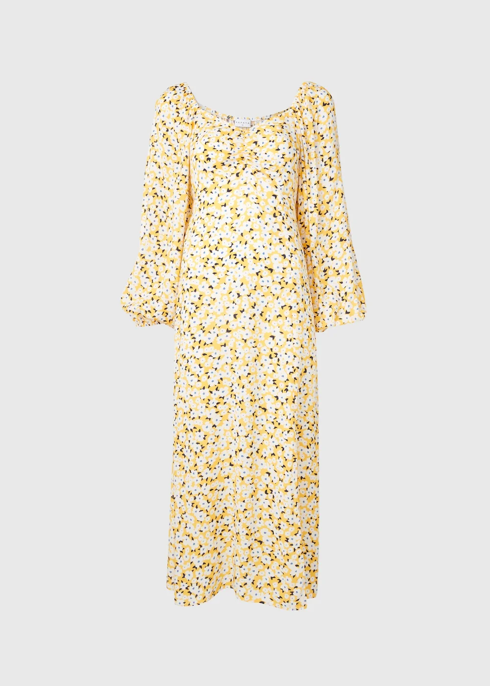Yellow Floral Midi Dress - 8 Image 9