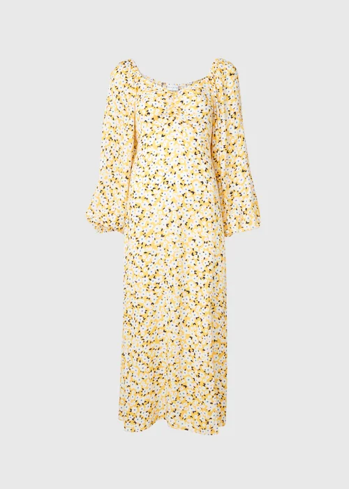 Yellow Floral Midi Dress - 8 Image 9