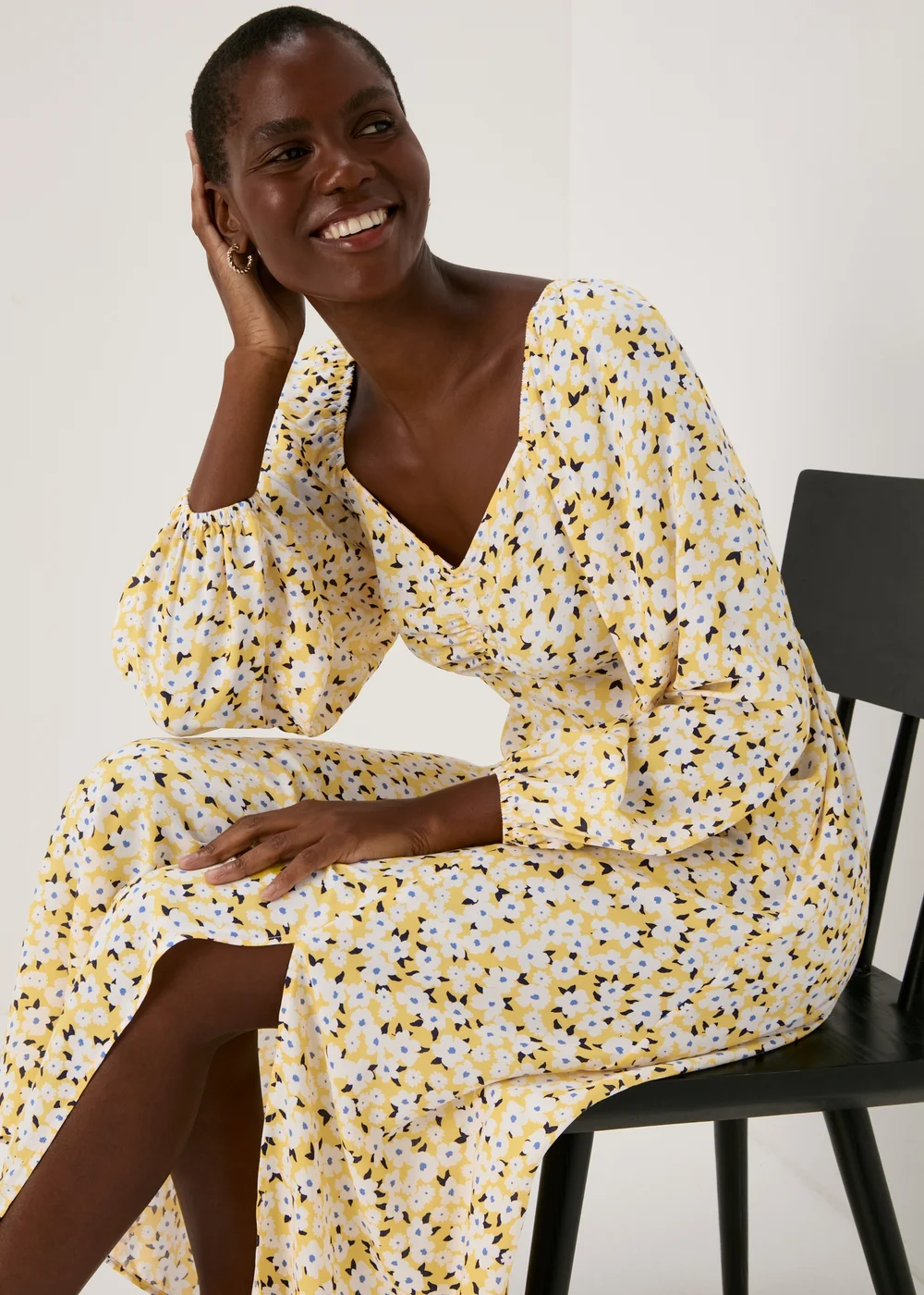 Yellow Floral Midi Dress - 8 Yellow Floral Midi Dress - 8