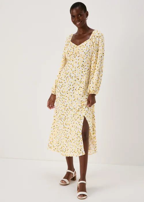 Yellow Floral Midi Dress - 8 Image 5