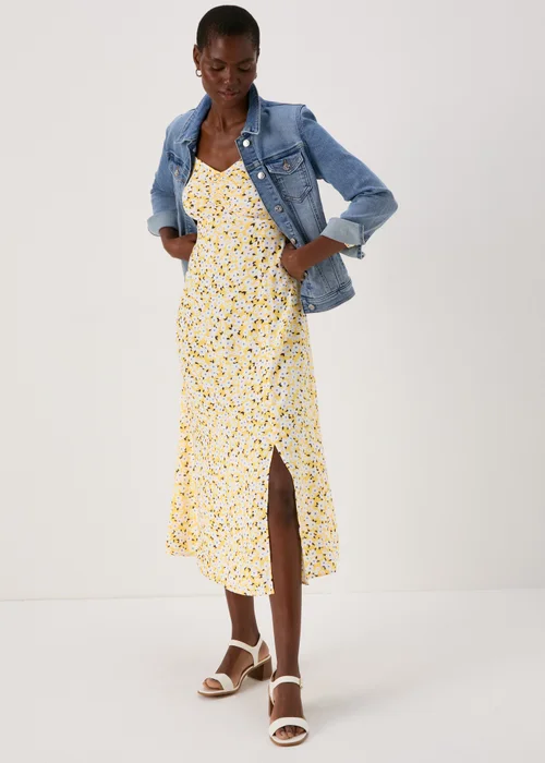 Yellow Floral Midi Dress - 8 Image 7
