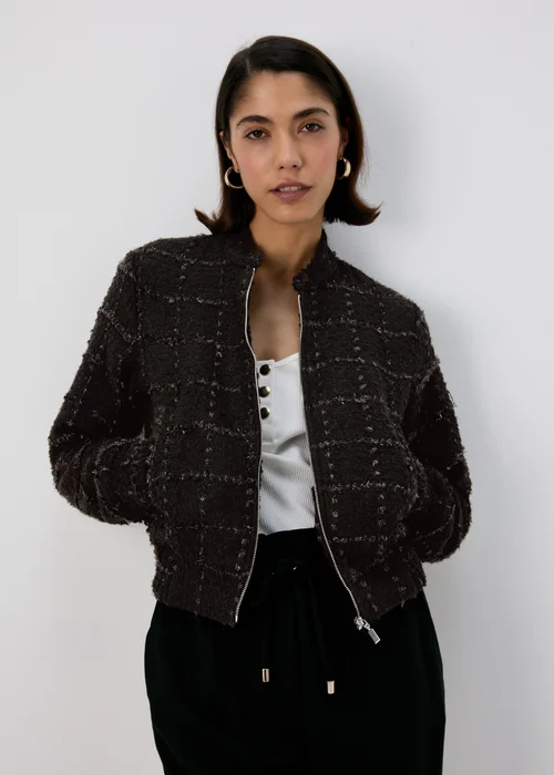 Et Vous Black Textured Bomber Jacket - 8 Image 3