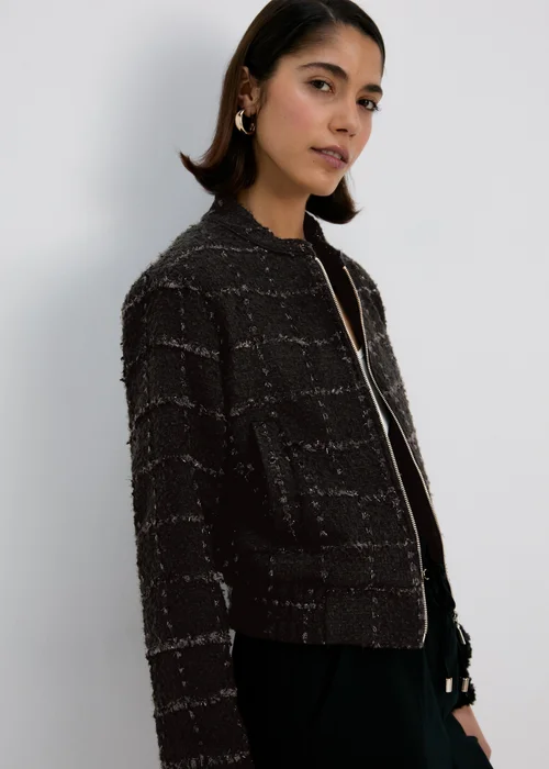 Et Vous Black Textured Bomber Jacket - 8 Image 1