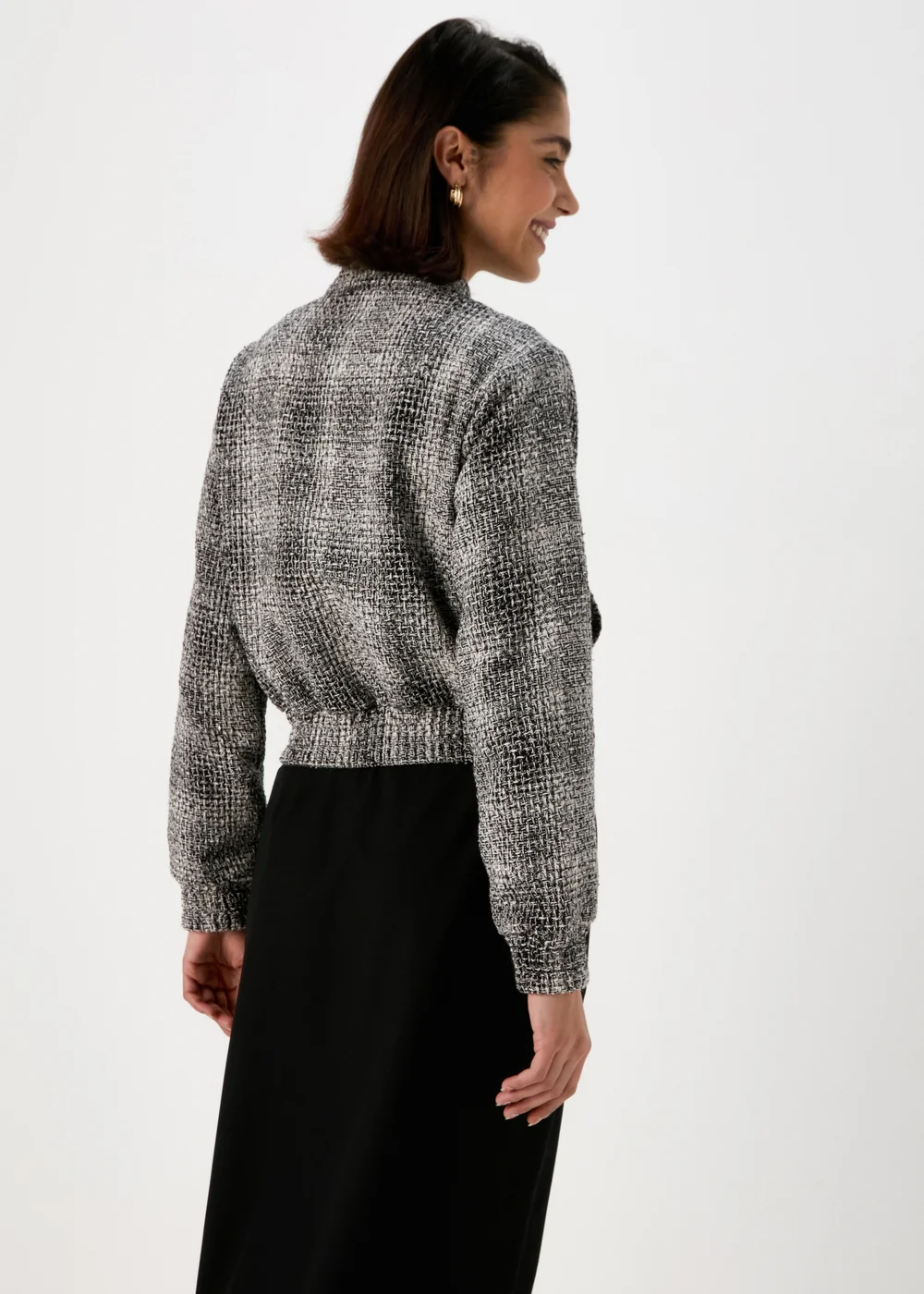 Et Vous Textured Monochrome Bomber Jacket - 8 Image 2