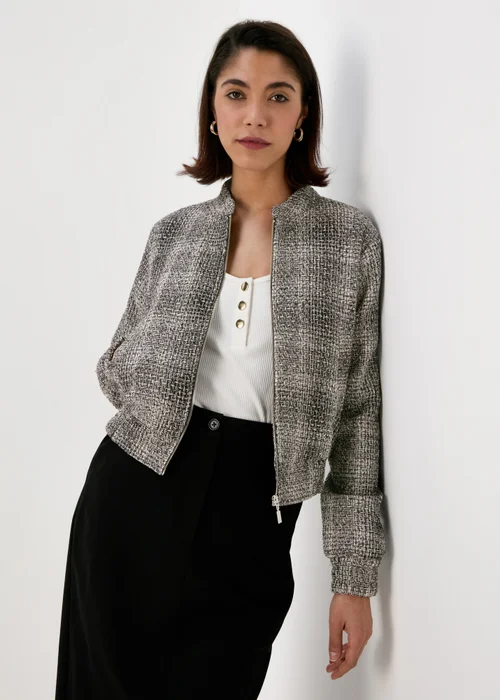 Et Vous Textured Monochrome Bomber Jacket - 8 Image 1