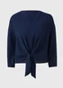 Navy V Neck Tie Front Blouse - Size 8 Image 5