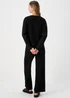 Black Textured Wide Leg Trousers - Size 8 Image 2