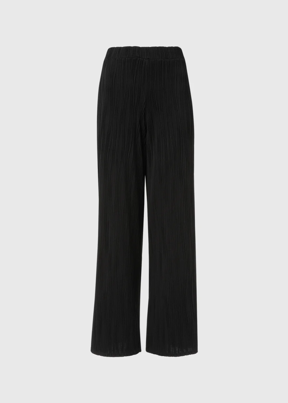 Black Textured Wide Leg Trousers - Size 8 Image 5